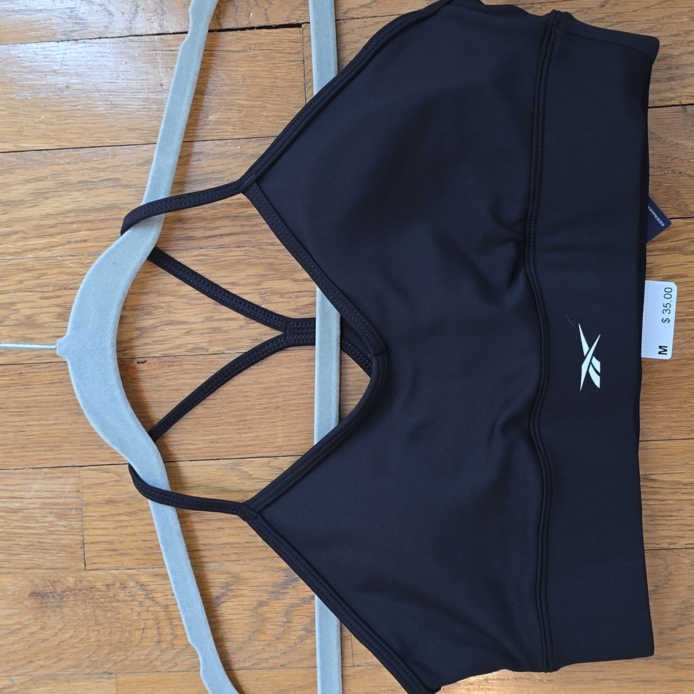 REEBOK SIGNATURE BRAND WOMEN'S BLACK SPORTS BRA SIZE MEDIUM